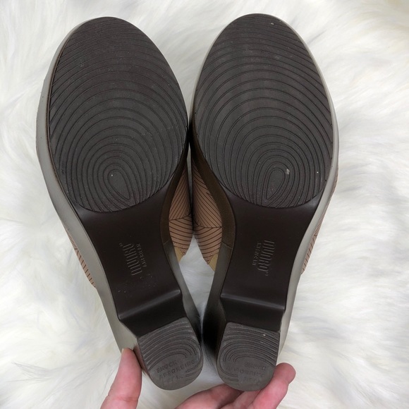 MUNRO Marisa Leather Mule Sandals Geometric Tan Size 11W - Picture 8 of 11